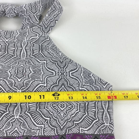 Prana Women's Skye Gray Purple Halter Maxi Dress Empire Waist Embroidered Size M - Picture 9 of 10